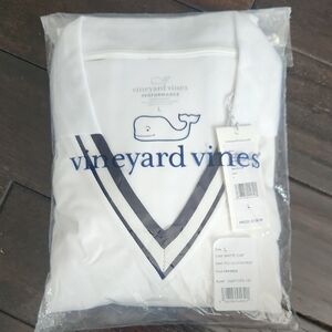 Vineyard Vines White Dress with Dark Blue Trim